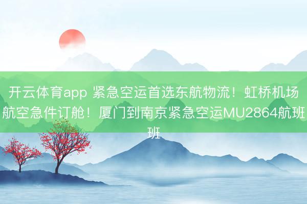 开云体育app 紧急空运首选东航物流！虹桥机场航空急件订舱！厦门到南京紧急空运MU2864航班