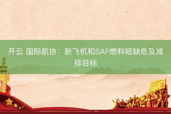 开云 国际航协：新飞机和SAF燃料短缺危及减排目标