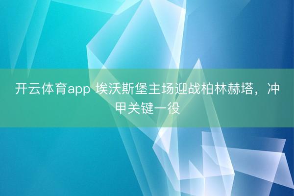 开云体育app 埃沃斯堡主场迎战柏林赫塔，冲甲关键一役