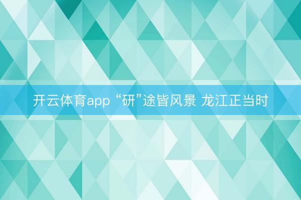 开云体育app “研”途皆风景 龙江正当时