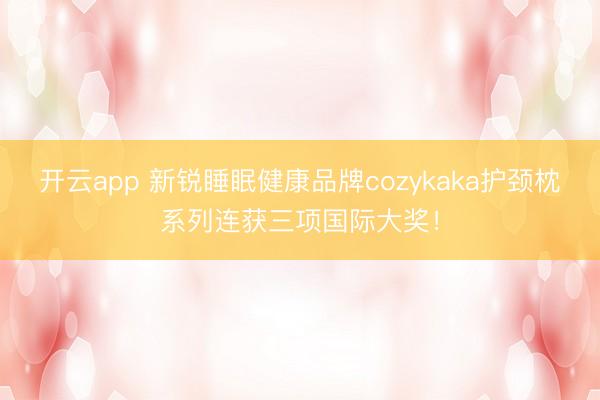 开云app 新锐睡眠健康品牌cozykaka护颈枕系列连获三项国际大奖！