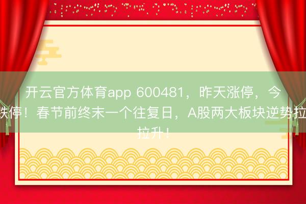 开云官方体育app 600481，昨天涨停，今天跌停！春节前终末一个往复日，A股两大板块逆势拉升！