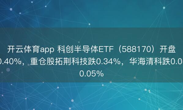 开云体育app 科创半导体ETF（588170）开盘跌0.40%，重仓股拓荆科技跌0.34%，华海清科跌0.05%