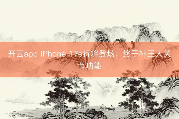开云app iPhone 17e行将登场：终于补王人关节功能