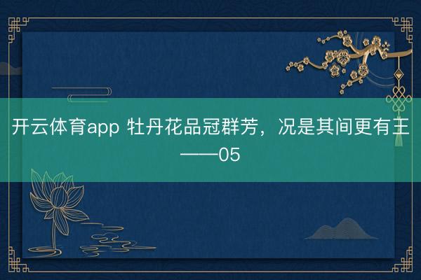开云体育app 牡丹花品冠群芳，况是其间更有王——05