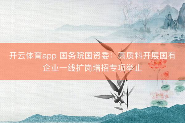 开云体育app 国务院国资委:高质料开展国有企业一线扩岗增招专项举止