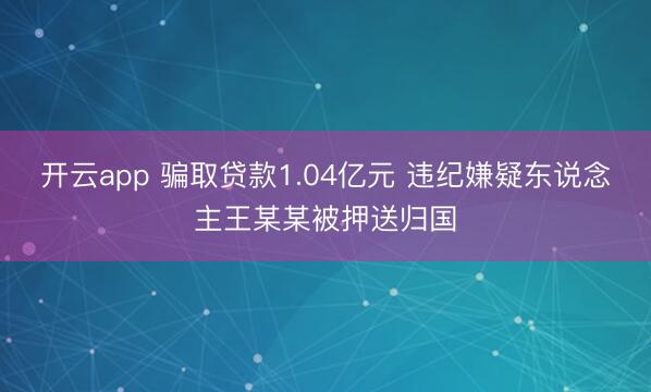 开云app 骗取贷款1.04亿元 违纪嫌疑东说念主王某某被押送归国