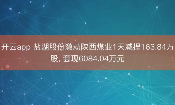 开云app 盐湖股份激动陕西煤业1天减捏163.84万股， 套现6084.04万元