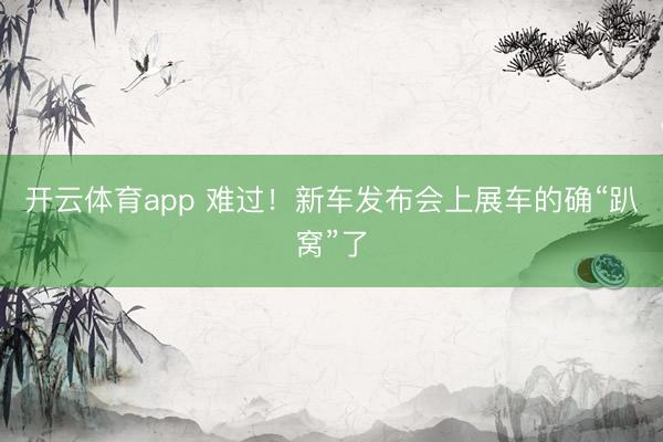 开云体育app 难过！新车发布会上展车的确“趴窝”了