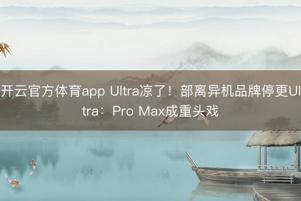 开云官方体育app Ultra凉了！部离异机品牌停更Ultra：Pro Max成重头戏