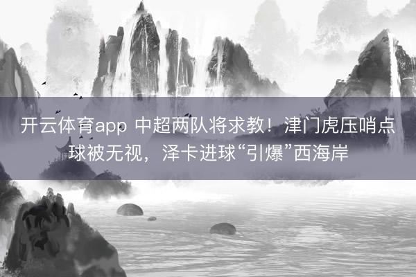 开云体育app 中超两队将求教！津门虎压哨点球被无视，泽卡进球“引爆”西海岸