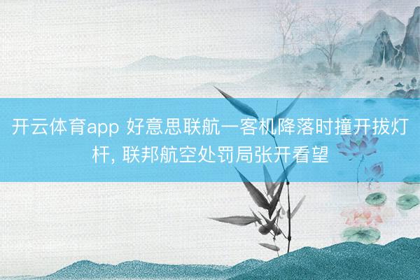 开云体育app 好意思联航一客机降落时撞开拔灯杆， 联邦航空处罚局张开看望