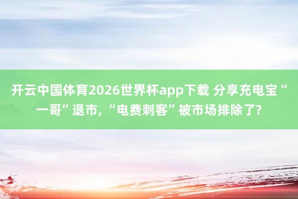 开云中国体育2026世界杯app下载 分享充电宝“一哥”退市, “电费刺客”被市场排除了?