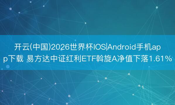 开云(中国)2026世界杯IOS|Android手机app下载 易方达中证红利ETF斡旋A净值下落1.61%